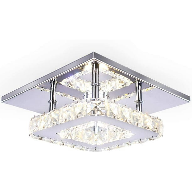 Modern Crystal Chandelier 7 9 Inches Led Ceiling Light Mini Square Flush Mount For Bedrooms Dinning Rooms Hallway Changeable Color 15w Com Modern Crystal Chandelier 7 9 Inches, Contemporary Square Crystal Chandelier