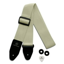 Riffi Audio Guitar & Bass Strap Cream with Pick and Strap Locks 2-Inch