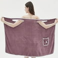 thumbnail image 6 of 1 Wearable Bath Towel, Adult Pocket Bow Coral Velvet Bath Dress, Absorbent Quick-drying Bathrobe With Pockets, Bow Decorated Bath Towel, Bathroom Amenities, Wash Cloths, 6 of 9