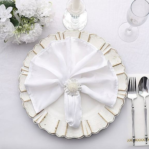 BalsaCircle 4 Silver 2" Daisy Flower Design Metal Napkin Rings Wedding Party Events Decorations Supplies