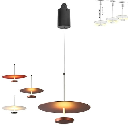 

FSLiving 7W H-Type Track Pendant Light Retractable Lift Droplight with Aluminum Oblateness Shade 3000K LED Spotlight Indoor Island Light Adjustable Length for Resturant Brown - 1 Light