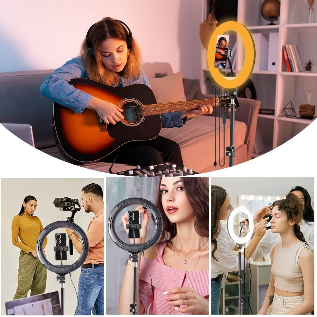UEGOGO 10-Inch Portable Selfie Ring Light with Flexible Tripod & Phone Stand - 360° Adjustable LED Lighting for Makeup, Live Streaming, and Outdoor Photography, USB Powered ring  light  glow