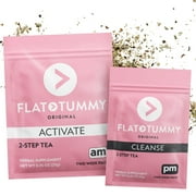 FLAT TUMMY Detox Tea (2 Week Program) – 2-Step, All Natural Cleanse with Senna, Green Tea