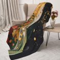 thumbnail image 3 of Hirioo Abstract Gold Floral Galaxy for Flannel Blanket, Cozy and Warm Throw for Bed or Couch ,Perfect for All Seasons-80"x60", 3 of 6