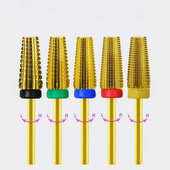 Cabezal de pulido de acero de tungsteno cinco en uno para decoración de uñas, pegamento rápido para esmalte de uñas para eliminar la piel muerta de la mano izquierda y derecha, universal 5