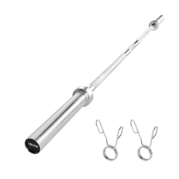 VEVOR 6FT Barbell Bar, Fits 2-Inch Weight Plates, Chrome Plated Barbell Bar with Knurled Grip for Strength Training, Weightlifting, Squat, Deadlift