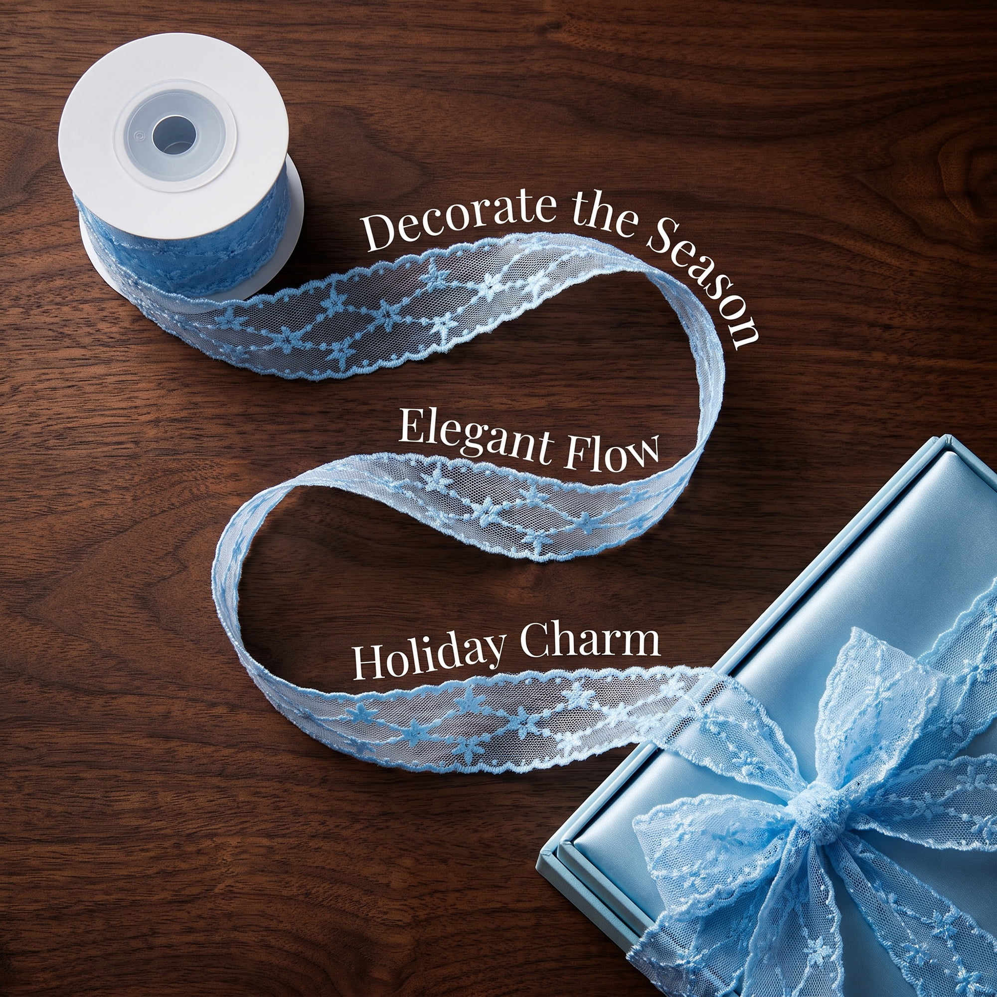 Unique Bargains Vintage Embroidered Lace Trim Gift Wrap Ribbons Blue 4.9 Yard