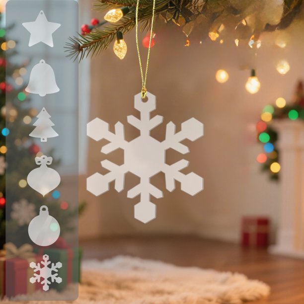 Colgantes navideños de copos de nieve, lámina acrílica con agujeros, colgantes navideños de lámina acrílica transparente, colgantes de copos de nieve navideños, decoración navideña de copos