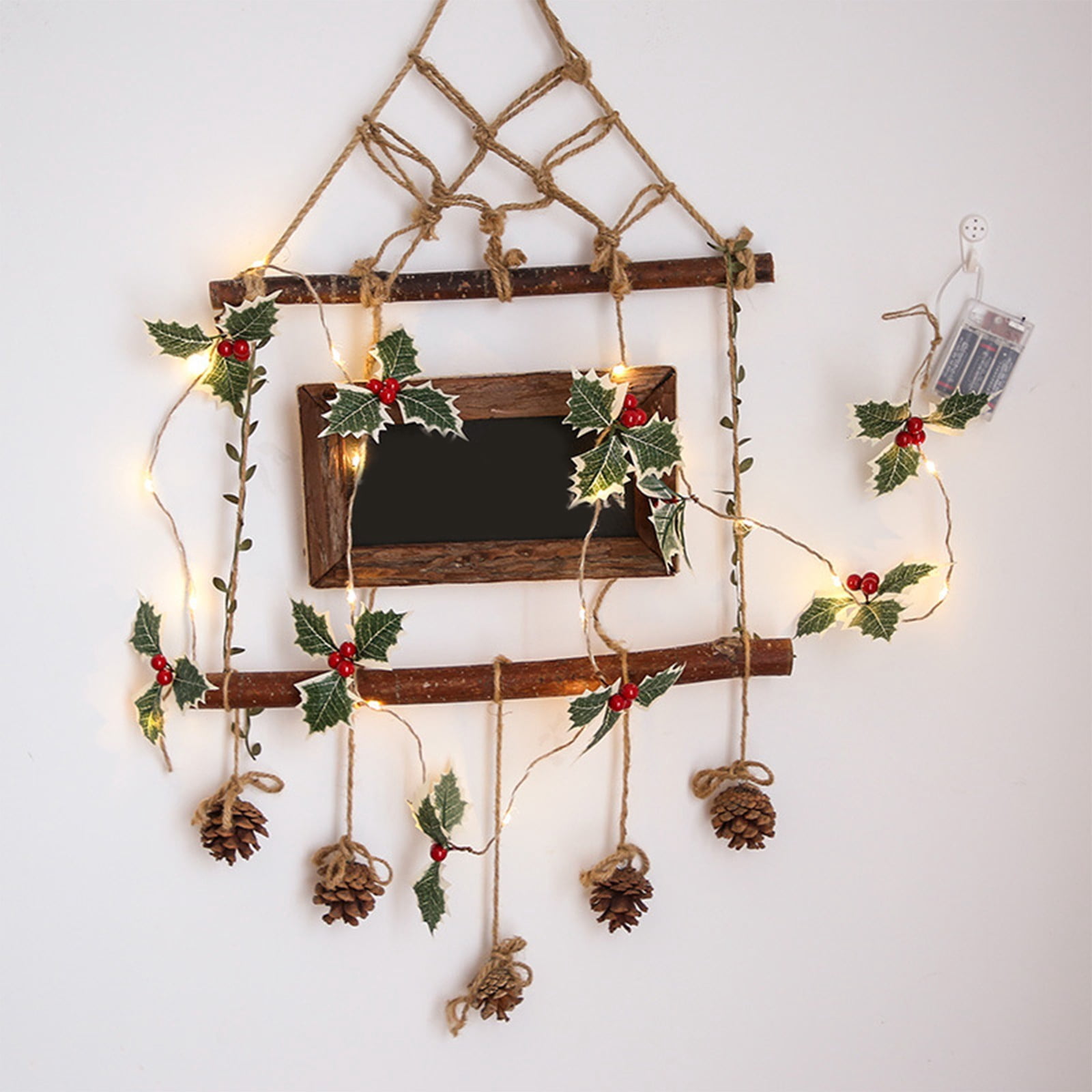 Cadorn 20 LED Christmas Holly Berry Leaf Fairy Lights, 78 Inch Red Berry Green Leaf String Lights for Christmas Tree Xmas Holiday Party Indoor Outdoor Decorations