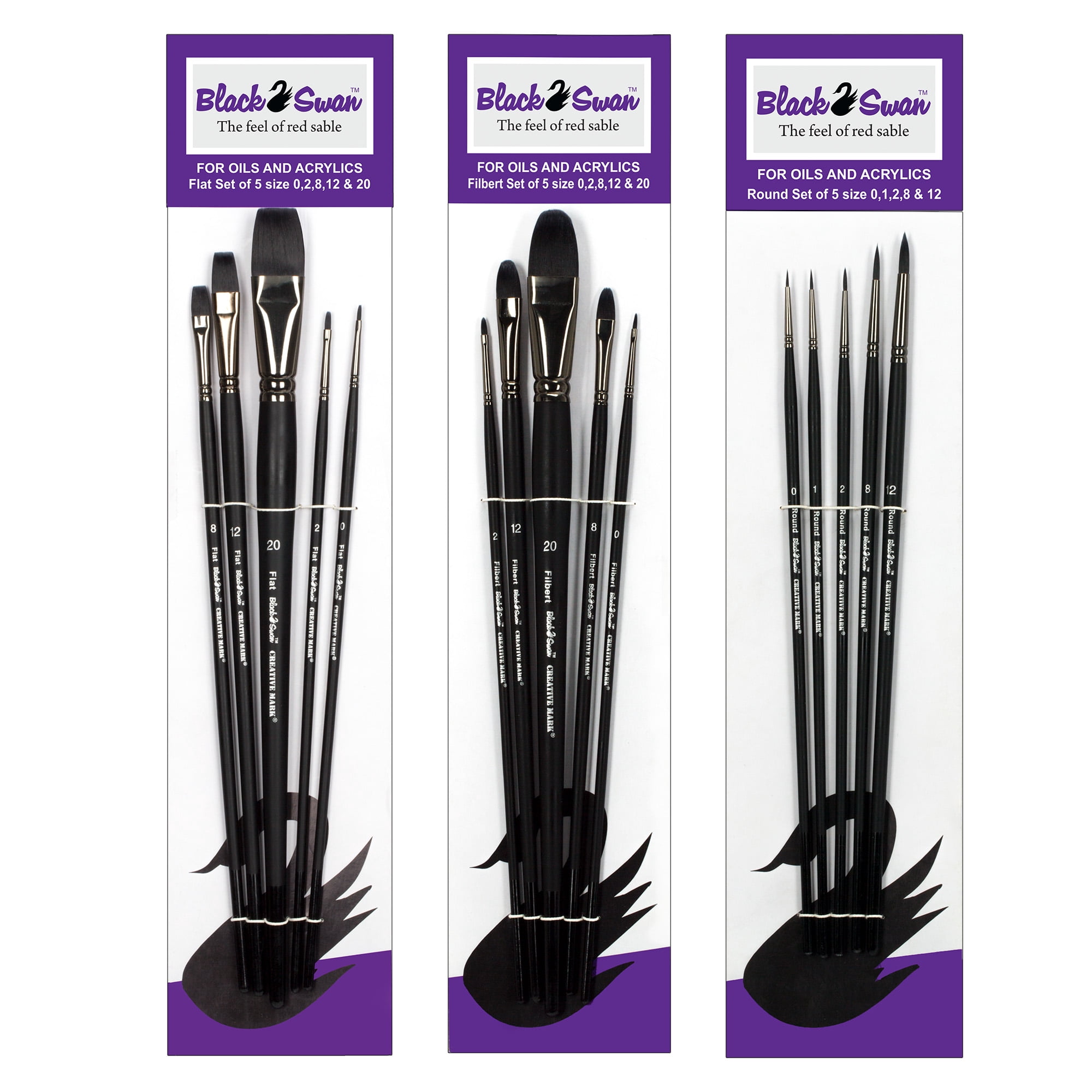 Mezzo Rotating Paint Brush Storage Rack with Black Swan Set of 15 Synthetic Red Sable Paint Brushes - Long Handle Professional Watercolor Brushes with Brush Drying Carousel - Holds up to 28 Brushes