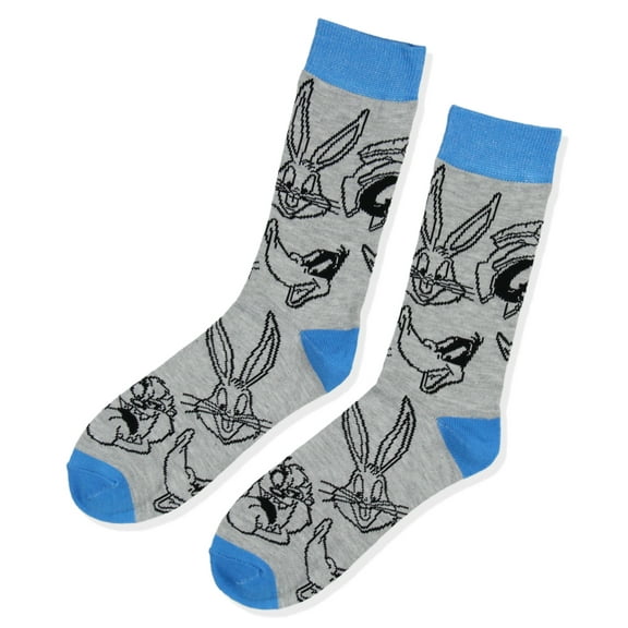Looney Tunes Socks Character Faces Allover Print Knit Crew Socks