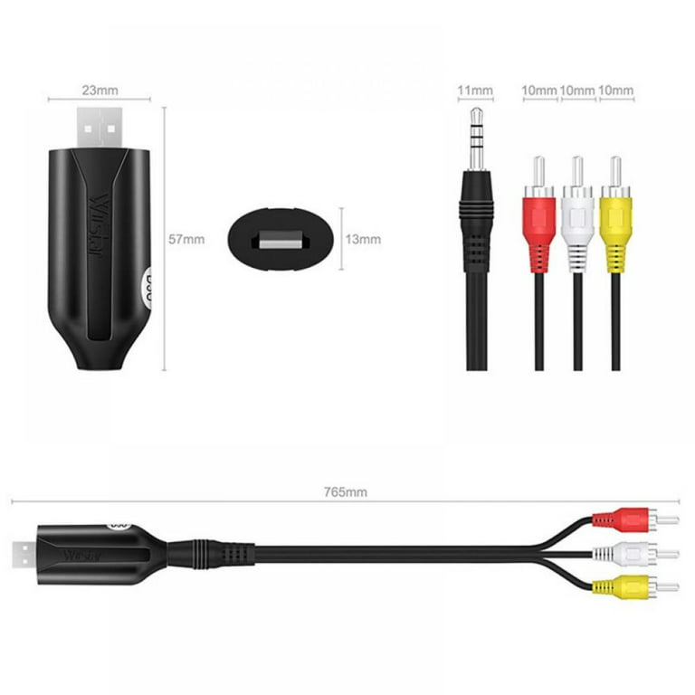 USB to RCA Cable,3 RCA to USB Cable,AV to USB, USB 2.0 Female to 3