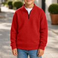 thumbnail image 4 of Abcomgle Boys 1/4 Zip Pullover Athletic Waffle Knit Kids Pullover Sweatshirts Crewneck Long Sleeve Boys Sweater Casual Boys Fall Sweater, 4 of 4