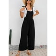 thumbnail image 2 of Chouyatou Women's Summer Wide Leg Bib Linen Overalls Palazzo Pants Casual Linen Jumpsuits(Black,L), 2 of 4