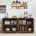thumbnail image 4 of Wirrytor Farmhouse Storage Cabinet, Wood Sideboard Buffet Cabinet with Display Arched Acrylic Door & 3-Level Adjustable Shelve for Bathroom, Living Room, Kitchen (Walnut), 4 of 7