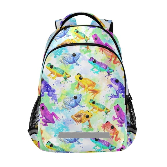 ALAZA Watercolor Frogs Backpack Elementary School Bag Bookbag Travel Rucksack