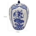 thumbnail image 5 of Benjara 12 Inch Jar, Blue Floral Print, Removable Lid, White Ceramic, Traditional, 5 of 6