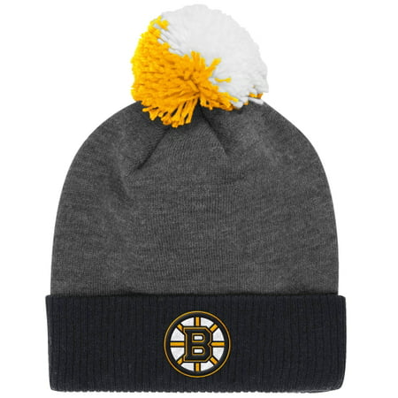Boston Bruins Reebok Face-Off Heathered Gray Cuffed Knit Hat - Heather Gray -