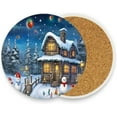 thumbnail image 2 of Christmas Snowman Landscape Coasters Absorbent Moisture Non-Slip Drink Coaster Ceramic Stone with Cork Base Desktop Protection Prevent Furniture Damage 2PCS Home Decor, 2 of 6