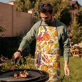 thumbnail image 3 of Fall Pumpkins and Autumn Leaves Pattern Apron-Garden Aprons for Women with Pockets-Cotton Linen Waterproof Kitchen Cooking Gardening Aprons Adjustable for Kitchen,Cooking,BBQ and Salon 33"x27", 3 of 7