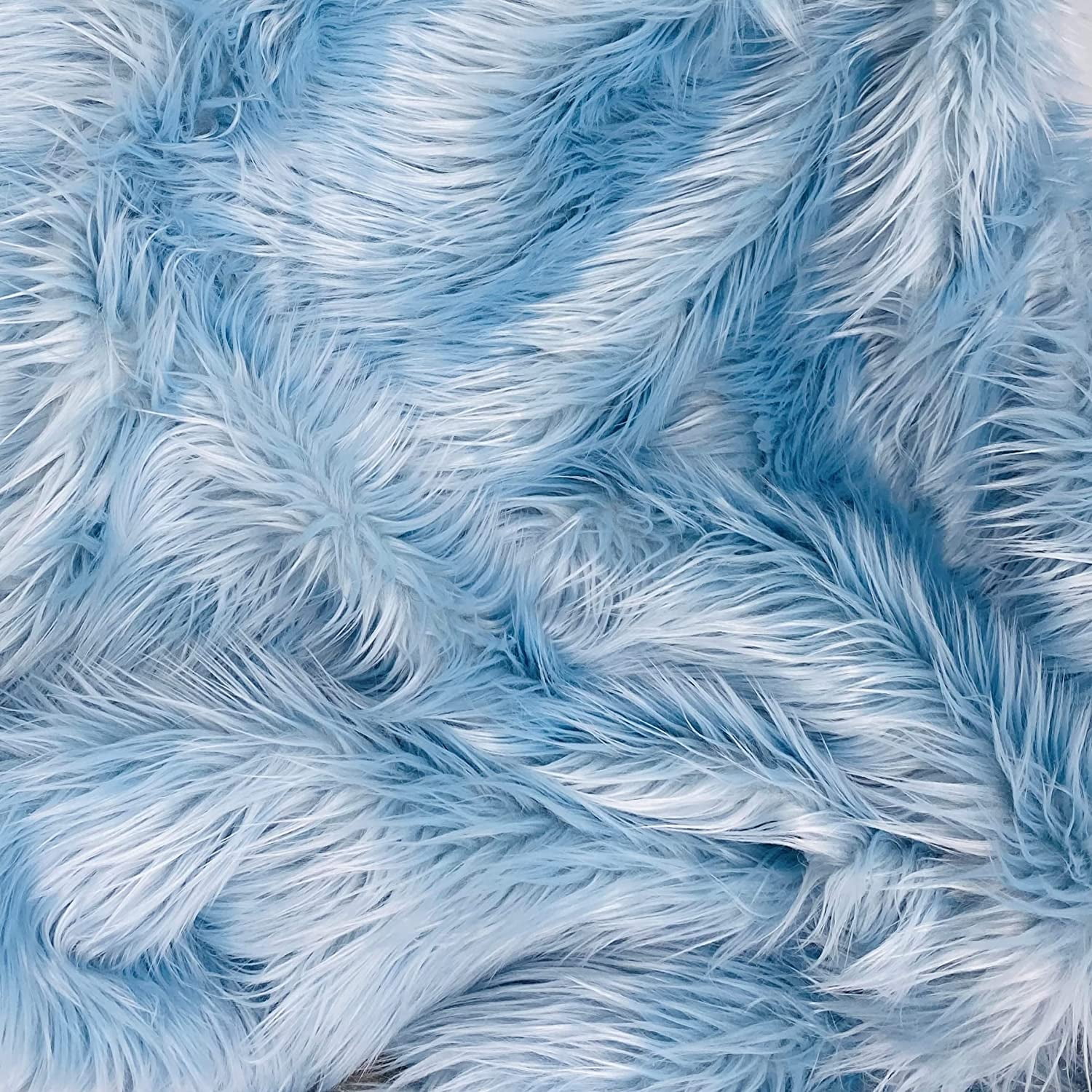 Faux Fur by the Yard - Long Pile Mohair Fur - Baby Blue