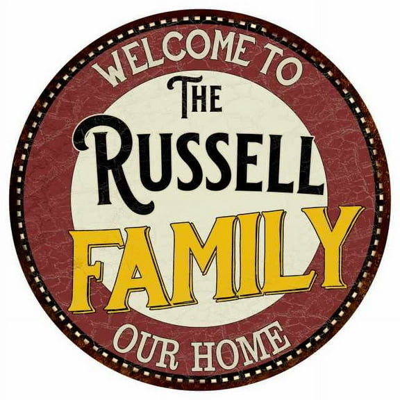The Russell Family 12" Round Metal Sign Kitchen Game Room Décor 200120038094