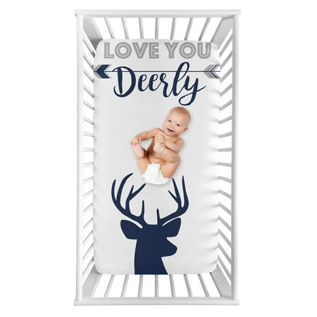 UPC: 0846480077480 | Stag Navy and White Collection Photo Op Crib Sheet