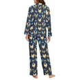 thumbnail image 4 of FOR U DESIGNS Vintage Rooster Button Down Nightwear for Women 2 Piece Button Up Pajama Sleepwear Long Sleeve Pants and Tops for Women Size L Button Loungewear, 4 of 7