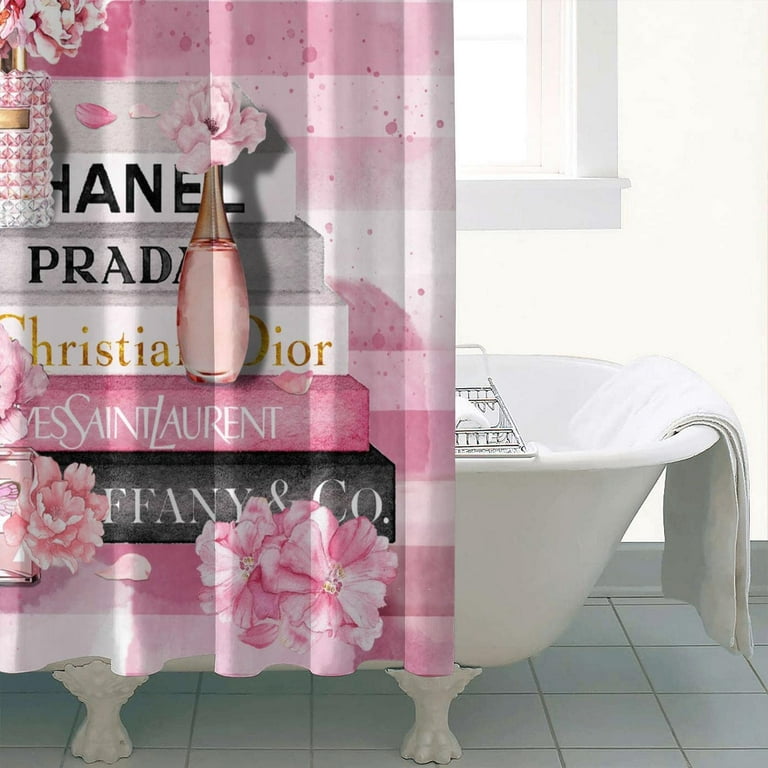 chanel grey luxury brand premium bathroom set shower curtain bath