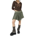 thumbnail image 3 of Liacowi Women Irregular Pleated Skirt Solid Color Elastic Summer A-line Skirt for Beaches Club Streetwear, 3 of 8
