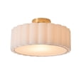 thumbnail image 6 of Scalloped Flush Mount Lamp in Weathered Brass with White Linen Shade, 6 of 6