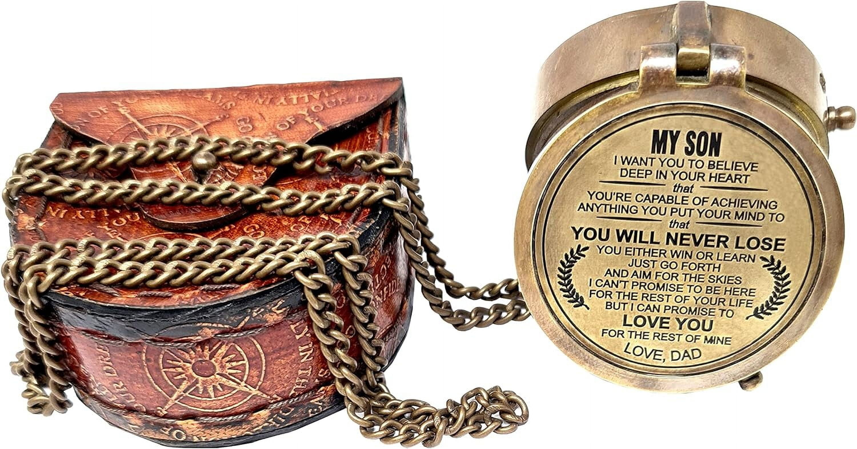 Maritime treasures Instruments Engraved Compass, Customized Brass Compass for Anniversary, Birthday, Graduation Day, Confirmation Gift, Valentine Gift, Parting Gift, Sailor Gift - Father - 3