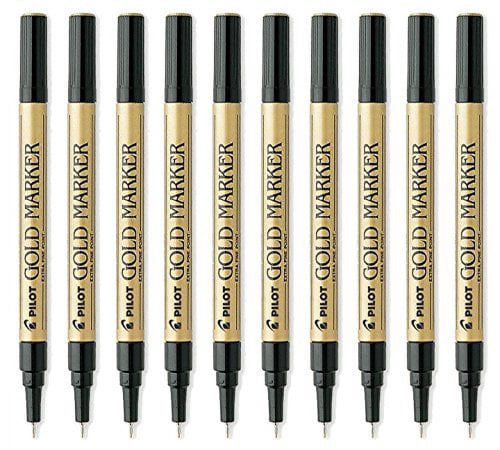 Pilot Gold Metallic Permanent Paint Marker, Extra Fine Point, 10-PACK(41701)