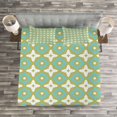 thumbnail image 3 of Ambesonne Eastern Quilted Bedspread Set 3 Pcs, Floral Tones Ornate, Queen Size, Khaki Turquoise, 3 of 3