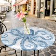 thumbnail image 6 of Blue Octopus Round Tablecloth for 36-44 Inch Tables, Fitted Table Cover with Elastic Edge, Summer Watercolor Ocean Coral Waterproof Outdoor Table Cloth Protector for Patio Garden Dinner Picnic, 6 of 9