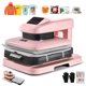 thumbnail image 1 of Máquina de prensado termico automático VEVOR para camisetas, 38 x 38 cm, placa termica rosa, 1 of 9