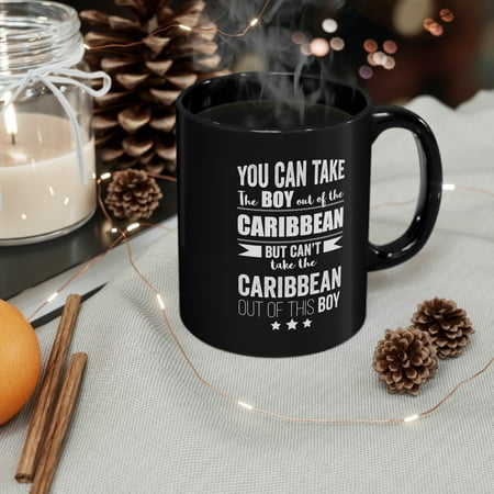 

Can t take the Caribbean Pride out of the boy 11oz Black Ceramic Mug Proud
