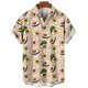 thumbnail image 3 of Camisa hawaiana con estampado de frutas y plátanos para hombre, camisas hawaianas con estampado 3D de limón y naranja, blusas casuales de calle con solapa, blusa holgada de manga corta, 3 of 5