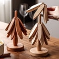 thumbnail image 1 of Puntoco Liquidación de artículos de cocina Trípode de madera para platos calientes Juego de trípode con forma de árbol Trípode para platos calientes 3 trípodes de madera 1 soporte Madera de nogal, 1 of 5