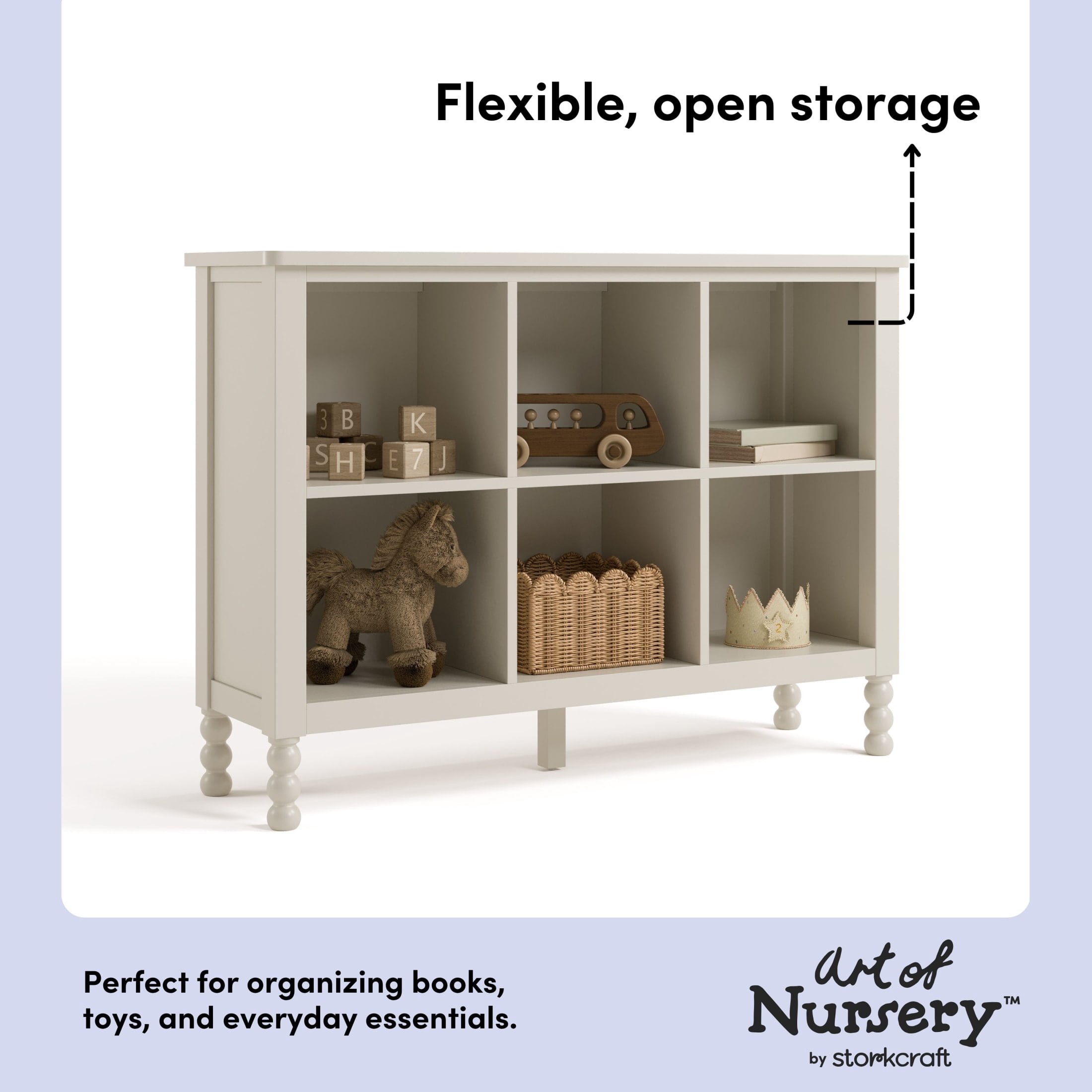 Art of Nursery by Storkcraft Rio 6 Cube Storage Organizer Kids Bookcase - Frosted Oat