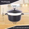 thumbnail image 2 of Olla de hierro fundido con tapa – Cacerola esmaltada antiadherente, apta para horno hasta 260 °C – Resistente olla holandesa – Negra, 5 cuartos, 24 cm – de Nuovva, 2 of 5