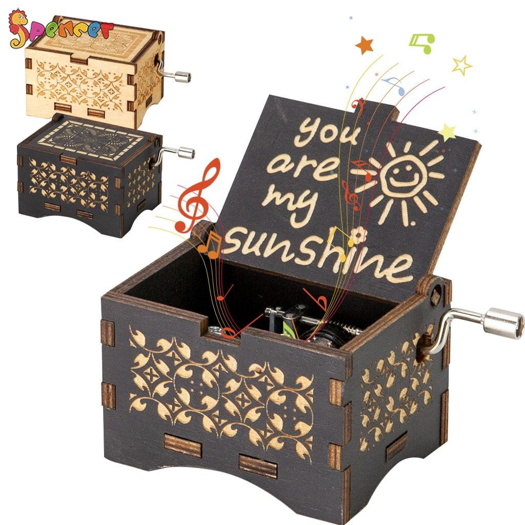 Spencer Vintage Wooden Music Box Theme Song "You Are My Sunshine