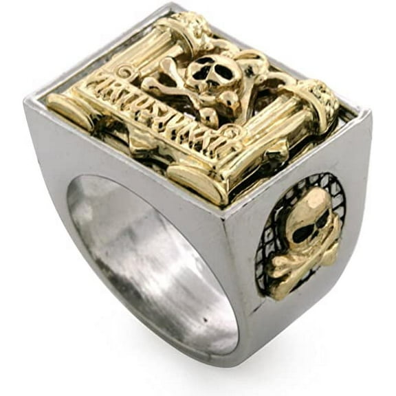 Silver/ Gold Tone Mason Masonic Virtus Iunxit Men's Ring Size 11 #5
