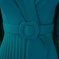thumbnail image 6 of AURA Women’s Pleated Midi Dress Suit Collar High Waist Three Quarter Sleeve Solid Color S XXXL, 6 of 7