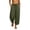 Army Green, variant on Womens Washed Faux Linen Harem Capri Pants Adjustable Drawstring High Waist Geometric Patch Stitching Side Pocket Bohemian Resort Summer Daily Casual Bottoms Blue M
