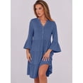 thumbnail image 3 of Vestido ANRABESS de verano con cuello en V y estampado escalonado en A, color azul playa, 3 of 6