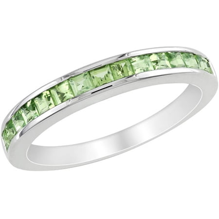 7/8 Carat T.G.W. Peridot Eternity Ring in Sterling Silver