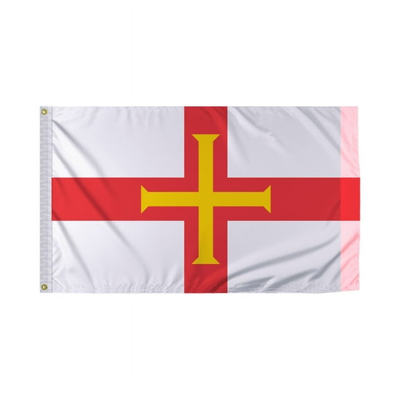 Promopatriot Guernsey Country Flag 3x5 Ft Outdoor Nylon Double Stitched Edges Canvas Header Brass Grommets 3'x5' Guernsey