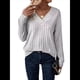 thumbnail image 3 of Camisas de Larga para Mujer, Cuello en V, Blusas Casuales de Otoño, Corte Holgado, Suéteres Ligeros, Túnicas, Ropa de Moda. Gris XXL, 3 of 7