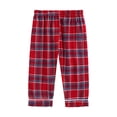 thumbnail image 4 of Tfken Unisex Boys Girls Pajamas Set Notch Neck Long Sleeve Straight-Leg Loungewear Plaid Print Relaxed Daily Wear Red Outfits Sets Size 8-9 Years, 4 of 9